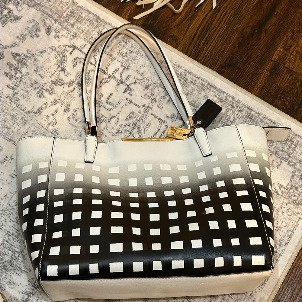 Coach Black and White Tote Bag